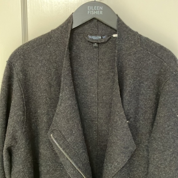 Eileen Fisher Boiled/Felted Wool Moto Asymmetrical Sweater/Jacket size 1X - Picture 1 of 12